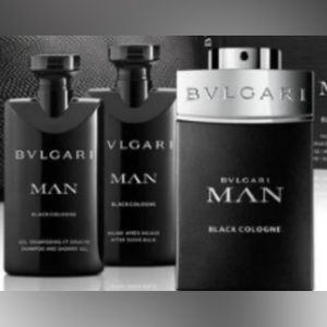 New BVLGARI MAN BLACK COLOGNE 3.4 oz 4 piece set aftershave and shampoo